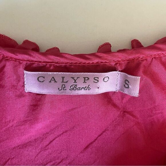 Calypso St Barth Silk Raspberry Pink Sleeveless Mini Dress Crinkle Ribbon Size S - Picture 12 of 13